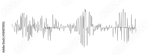 Polygraph or seismometer diagram. Seismogram or lie detector graph. Ground motion, sound or pulse record waveform isolated on white background photo