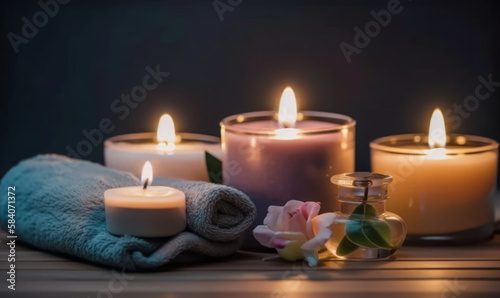 dark atmosphere spa treatment with candles