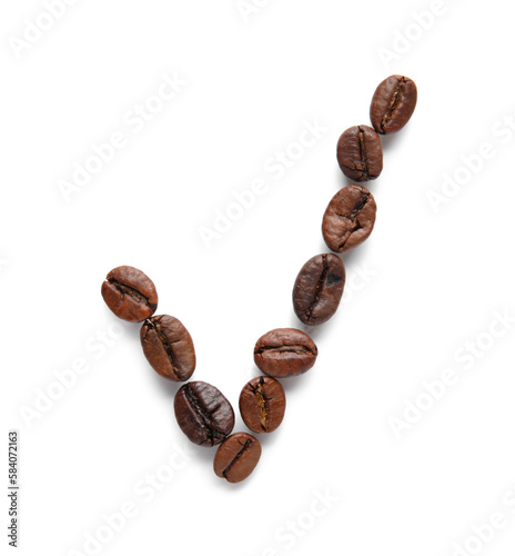 Check mark made of coffee b...