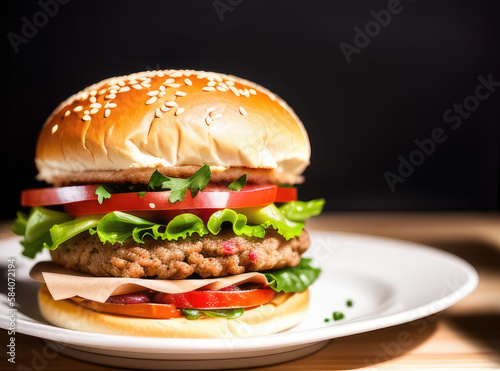 hamburger on a plate