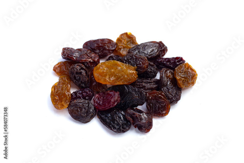 Dried grape on white background.
