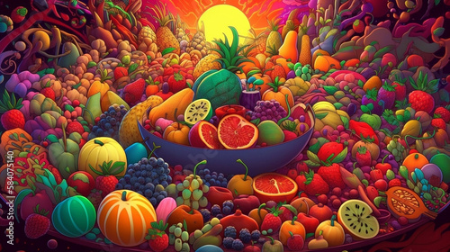 AI Generated Art of illustration Food