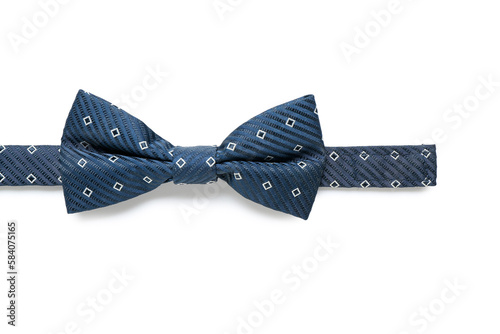 Blue bow tie on white background