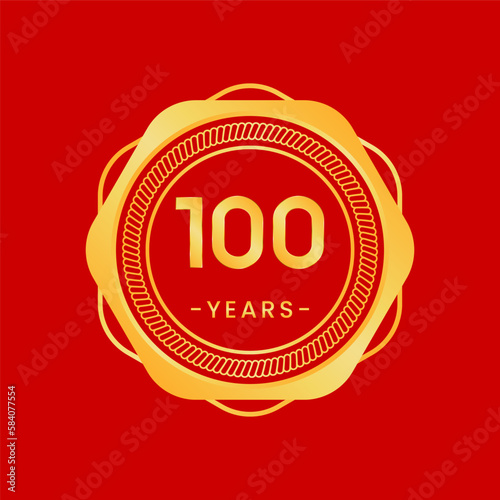 100 years anniversary, gold hexagon anniversary template with circular rope