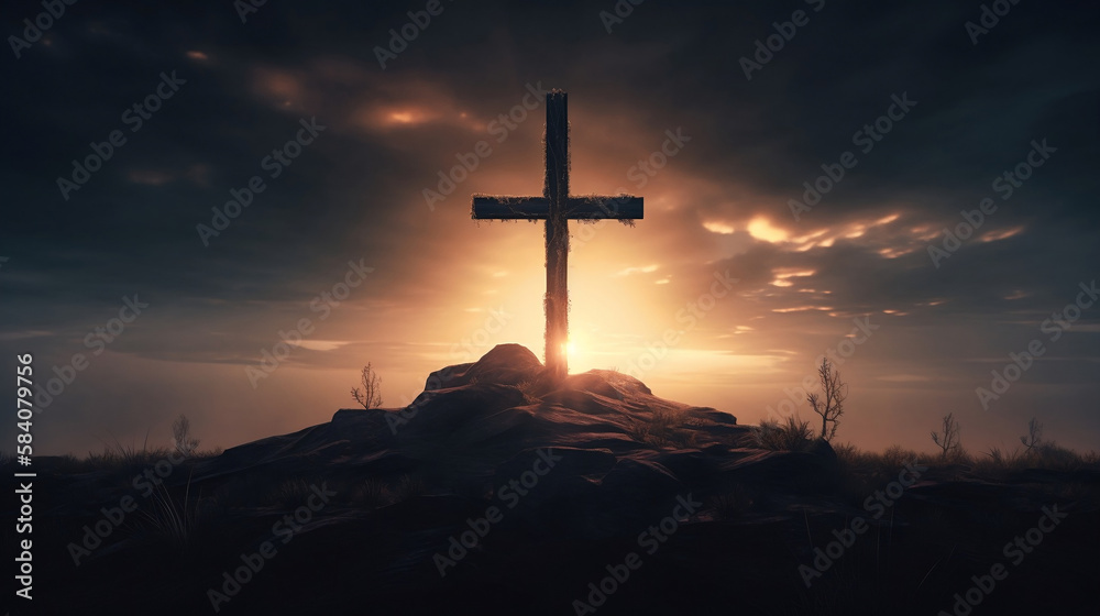 cross at sunset