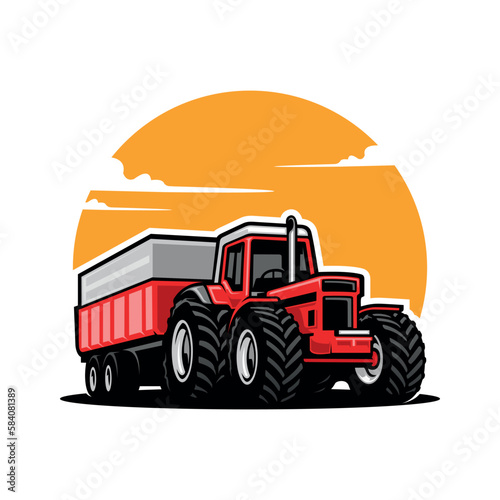 agriculture farming tractor illustration vector