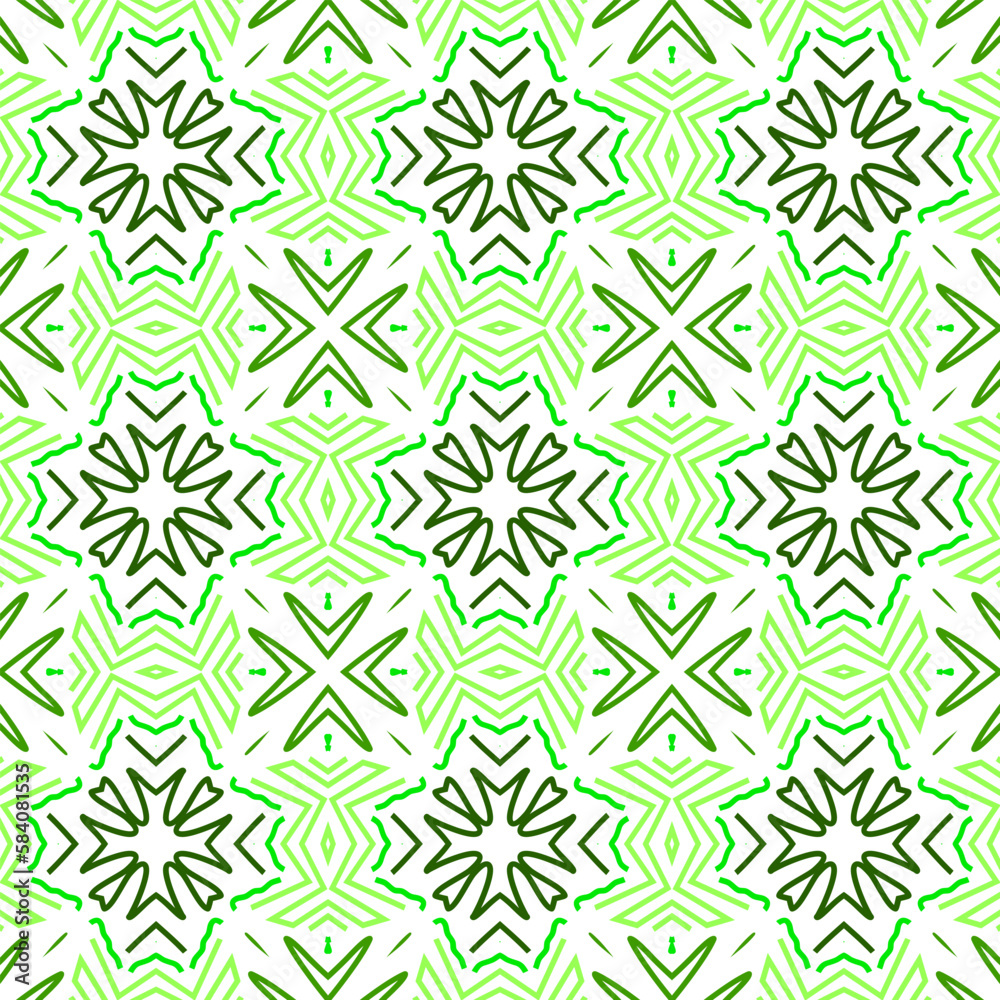 Seamless pattern design for wrapping paper, wallpaper, fabric, decorating and backdrop. Vector Illustration of geometry line art with green color,