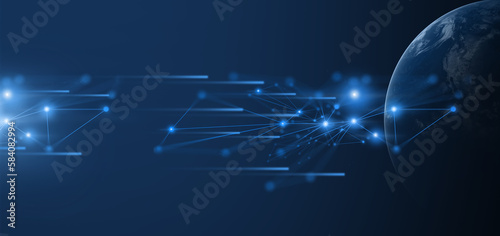 Fototapeta Naklejka Na Ścianę i Meble -  earth and network of internet for telecom,globe data cloud storage of 5g, global networking of social data communication ,Element of this images furnished by NASA