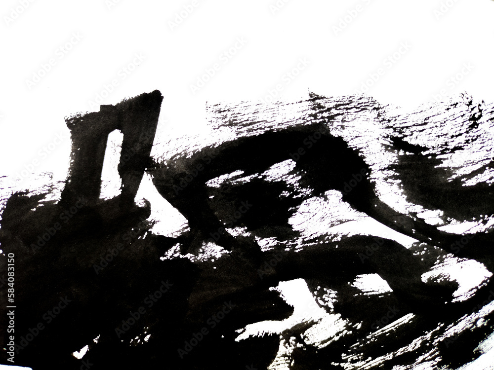 Fototapeta premium Abstract background ink grunge texture splash black watercolor drip art.drawing art from black The background is drawn on paper with paints.acrylic splashing Black stuff from the brush.drawing Origi.