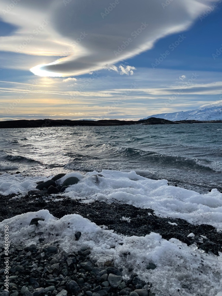 Obraz premium Iceland Diamond Beach Sunset