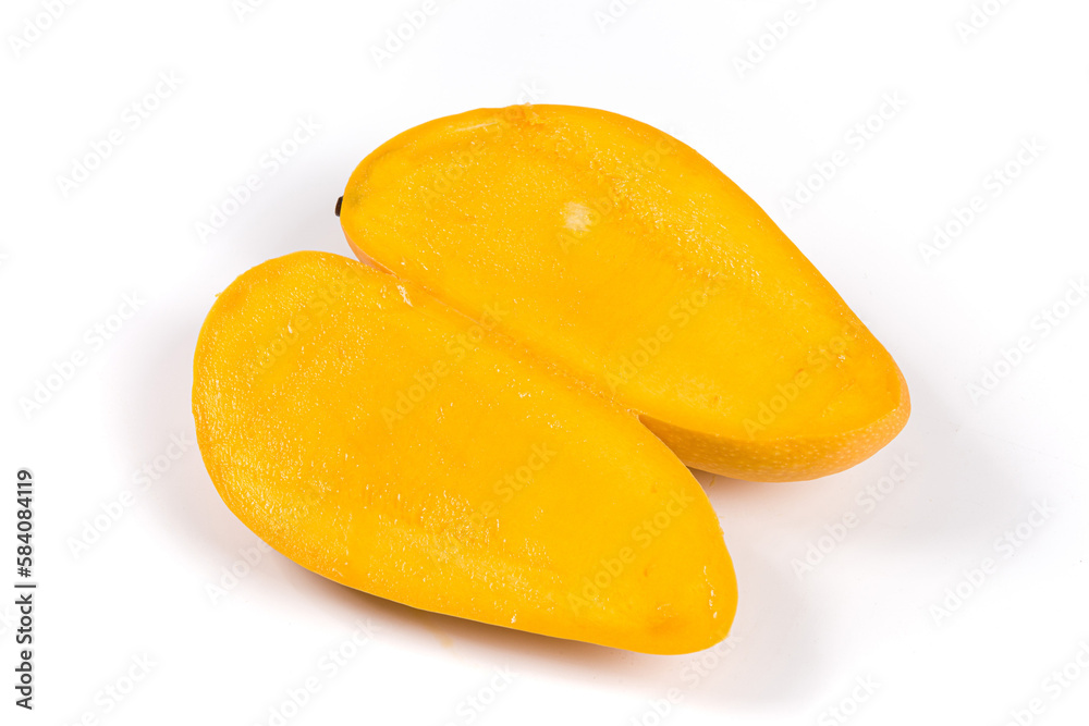 Yellow mango with slice isolated on white background Yellow mango with slice isolated on white background