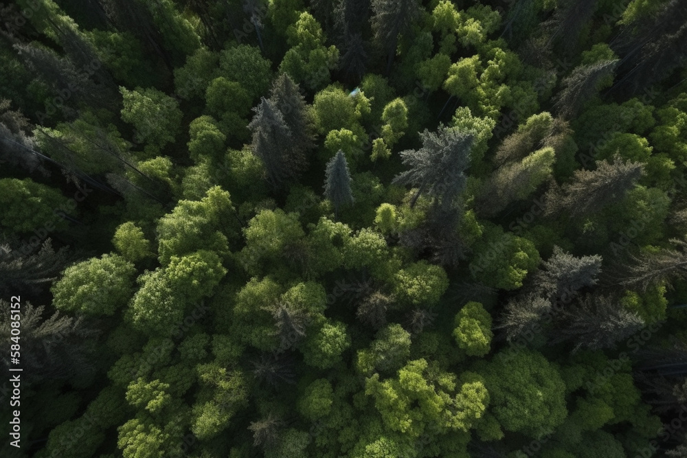 Top-down drone view of a forest nature wallpaper made by generative ai Top-down drone view of a forest nature wallpaper made by generative ai