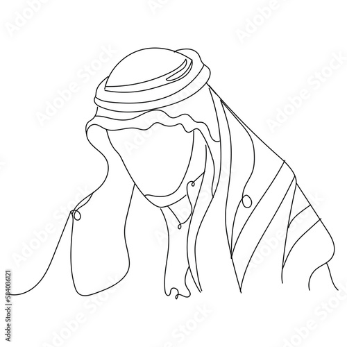 Drawn Arabian man on white background