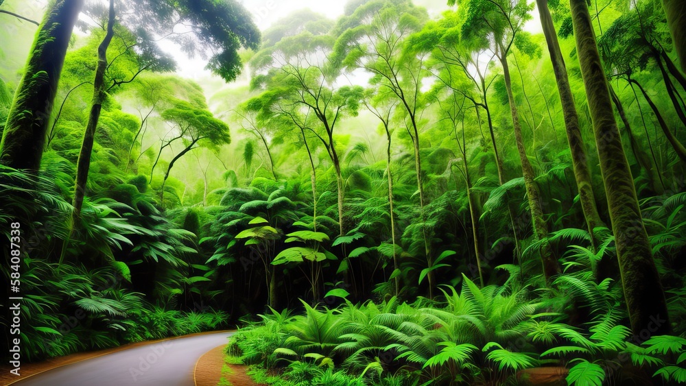 A tropical forest after the rain.