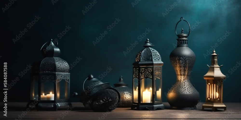 Obraz premium Vibrant Ramadan Space for Eye-Catching Text Overlays