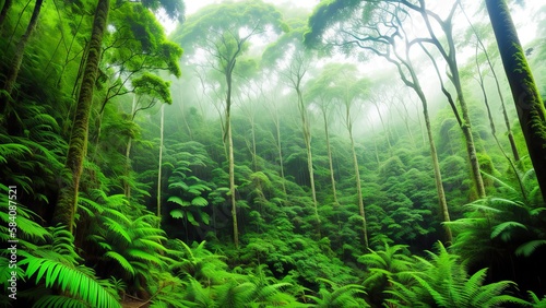 A tropical forest after the rain.