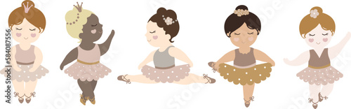 Collection Little Cute Ballerina vector 