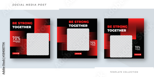 Be strong together fitness body social media banner and postt template