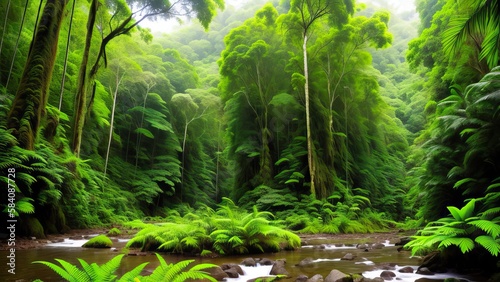 A tropical forest after the rain.