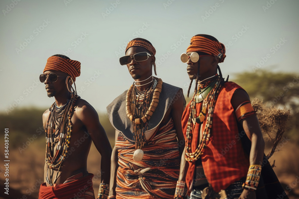 tribe fashion africa beautiful culture brown, generative ai