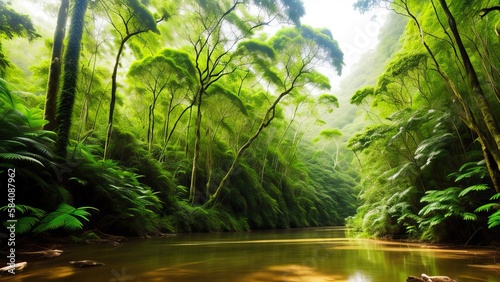 A tropical forest after the rain.