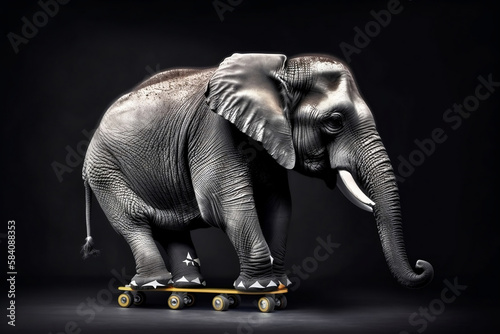 elephant on rollerskates, you can motivation concept, generative AI © RJ.RJ. Wave