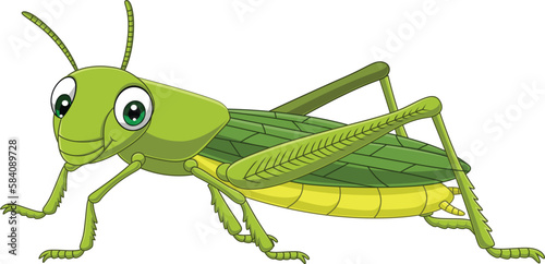 Canvas-taulu Cartoon grasshopper on white background