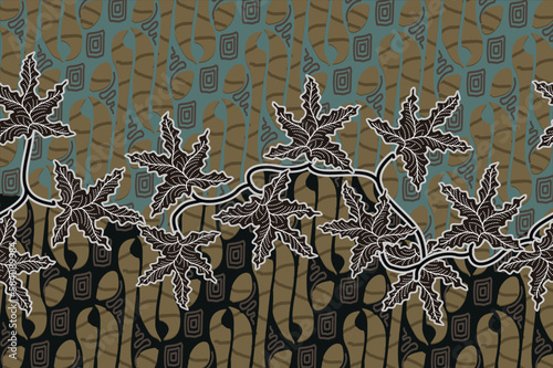 Indonesian batik motifs with very distinctive, exclusive plant patterns. vector EPS 10