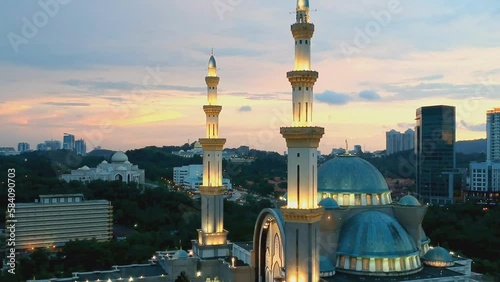 Masjid Wilayah Persekutuan. Vilayat Persecutuan is the main mosque in Kuala Lumpur. Located next to the federal government complex. (aerial photography) photo