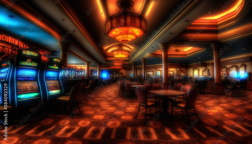 Fictional Portrait of an Old Casino with a Very Colorful Environment Generated by AI