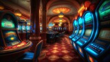 Fictional Portrait of an Old Casino with a Very Colorful Environment Generated by AI