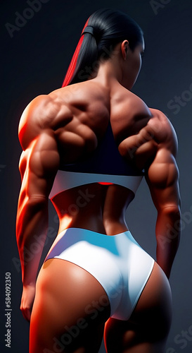 muscular bodybuilder woman, generative ai