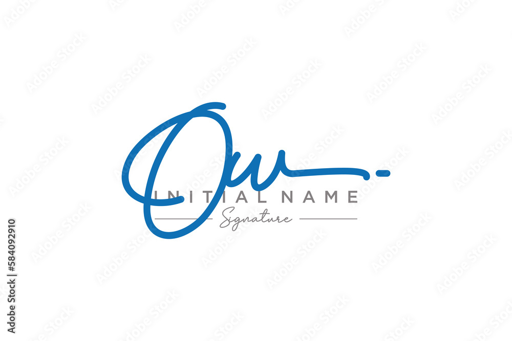 Obraz premium Initial OW signature logo template vector. Hand drawn Calligraphy lettering Vector illustration.