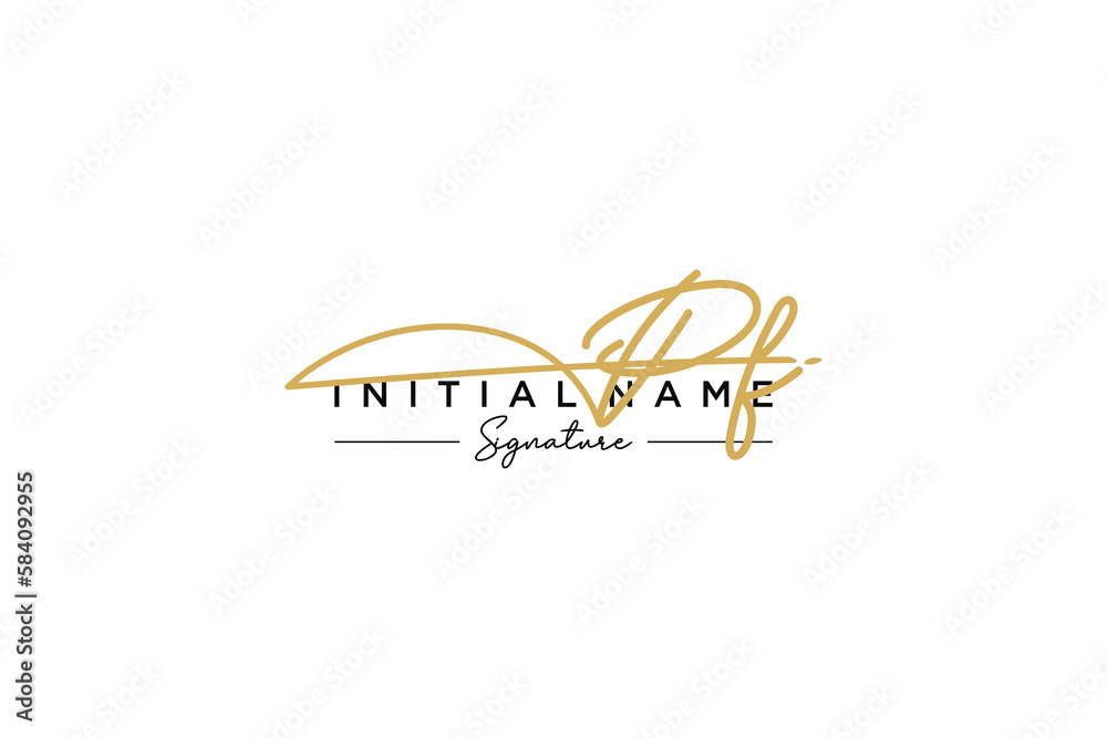 Initial PF signature logo template vector. Hand drawn Calligraphy lettering Vector illustration. Initial PF signature logo template vector. Hand drawn Calligraphy lettering Vector illustration.