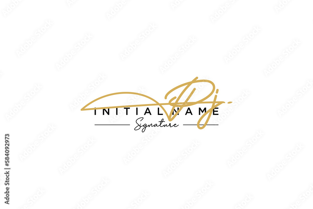 Initial PJ signature logo template vector. Hand drawn Calligraphy lettering Vector illustration.