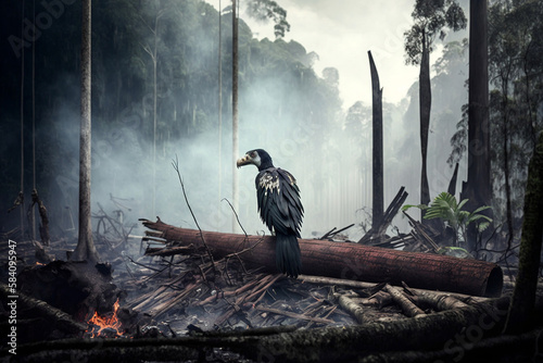 Scapegoat of rainforest development, endangered species that lost their home, tragedy, deforestation, and beginning of extinction
