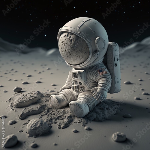 Astronaut Baby Lost and Just Landed on the Moon Generated by AI