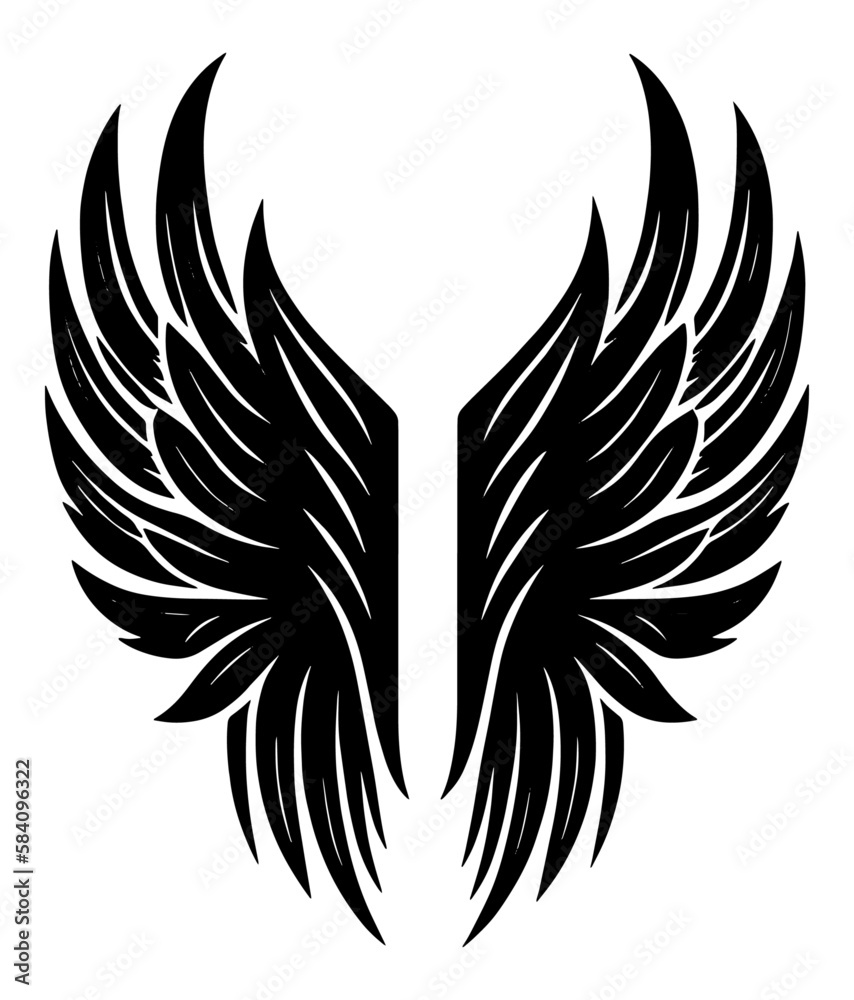 Obraz premium angel wings vector illustration, angel wings tattoo, angel wings vector, angel wings illustration in isolated background