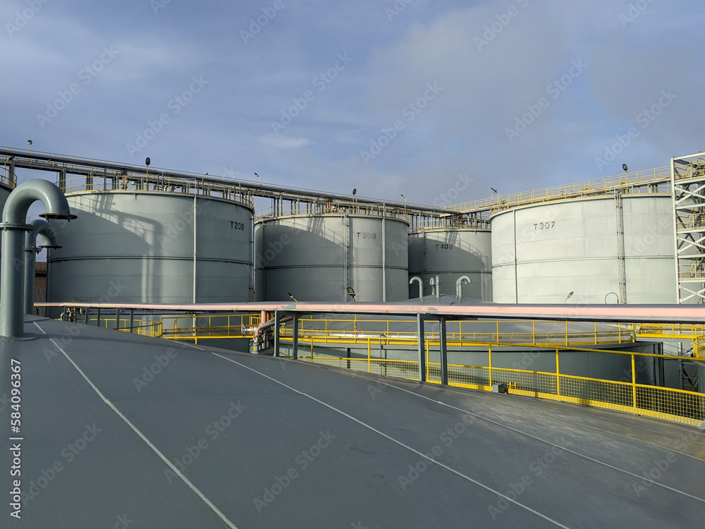 The view from the top of the storage tank for cooking oil and crude palm oil