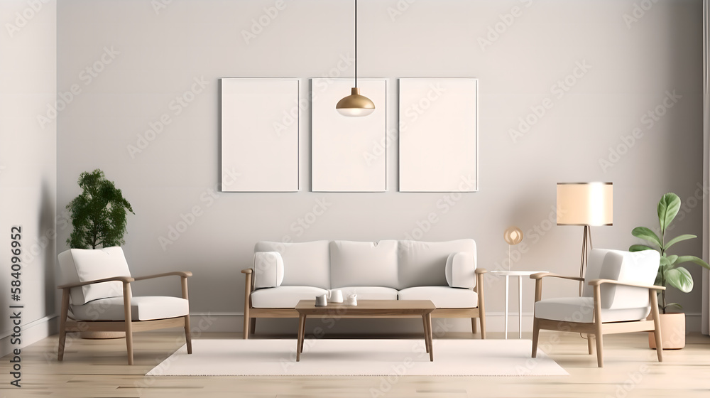 Canvas mockup 3d living room render (ai generated) Canvas mockup 3d living room render (ai generated)