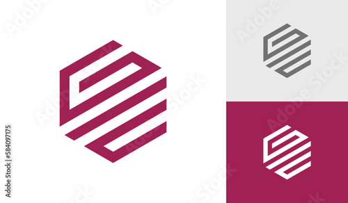 Letter GIC initial hexagon monogram logo design vector