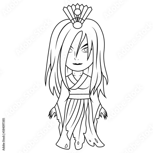 Izanami chibi mascot line art photo