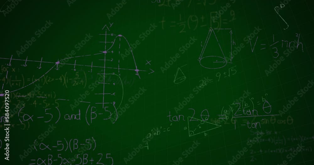 Animation of mathematical data processing over green background Animation of mathematical data processing over green background
