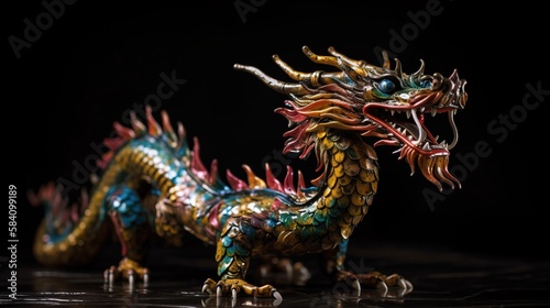 Fantasy 3D art of a Chinese Dragon. Realistic and detailed render. Generative AI. © Kai Alves
