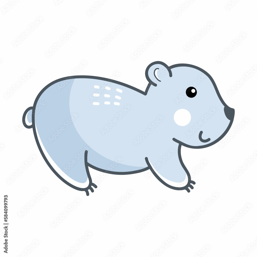 Obraz premium Polar bear on white background. Animal of Arctic. Vector doodle illustration for kids.