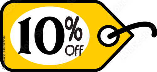 10% off, vectorial drawing of a discount tag