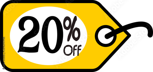 20% off, vectorial drawing of a discount tag