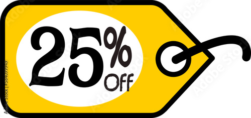 25% off, vectorial drawing of a discount tag