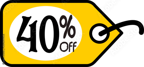 40% off, vectorial drawing of a discount tag