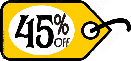45% off, vectorial drawing of a discount tag